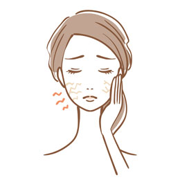 肌トラブルの女性イラスト