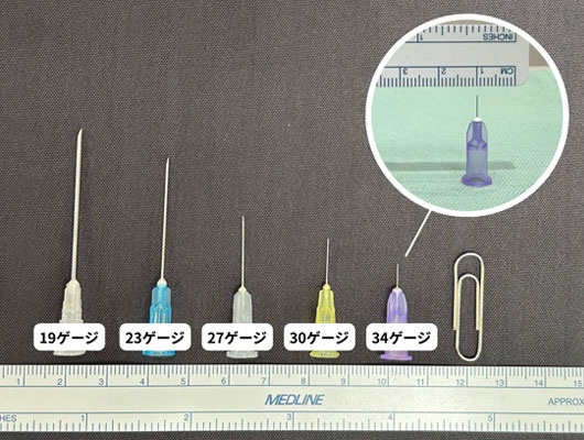 注射針のサイズ比較イメージ