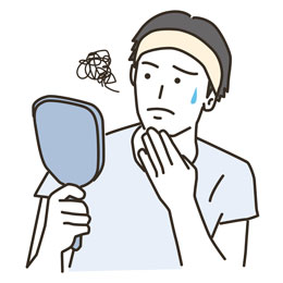 男性の悩みイラスト